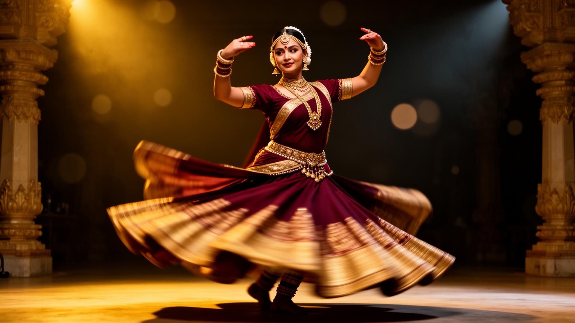 Kathak dancer in graceful spin